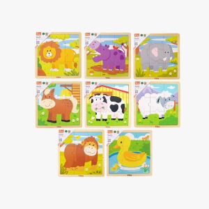 [비가] 9피스 퍼즐 동물 8종세트 (젖소,오리,코끼리,고릴라,하마,양,말,사자)