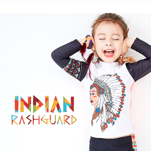 인디언 유아동 래쉬가드(화이트)/비치웨어/유아동수영복